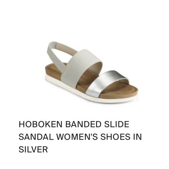 Aerosoles Women's Hoboken Slingback Sandal Silver Faux Leather/Elastic Size 10.5 - Picture 2 of 8